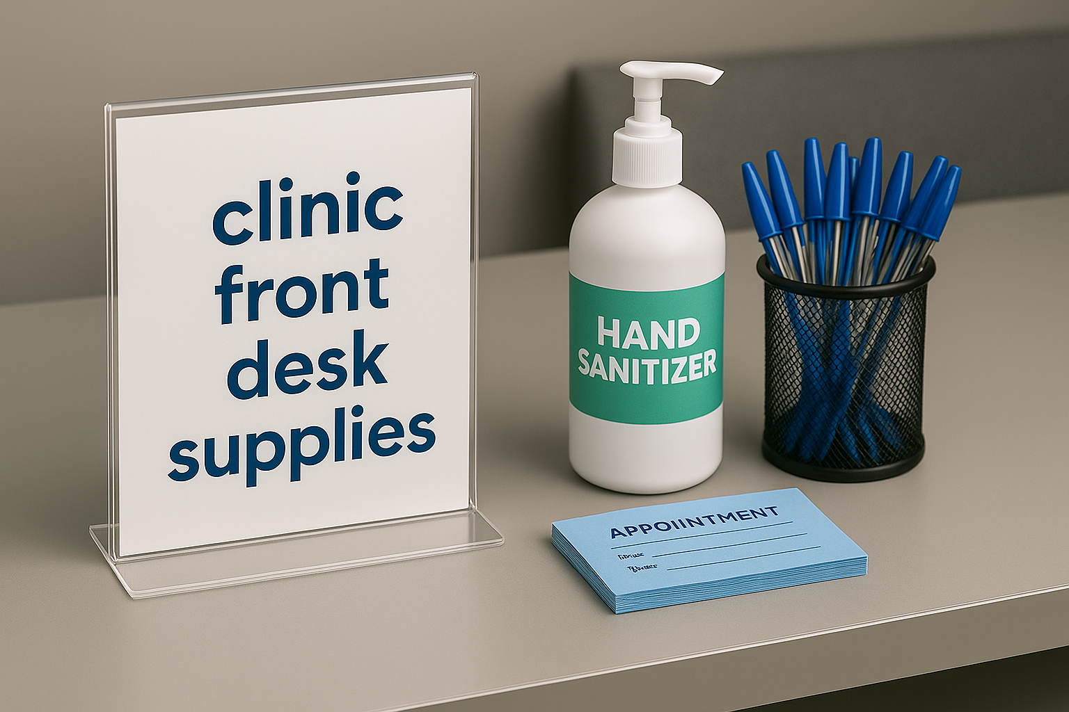 Clinic lobby front desk supplies